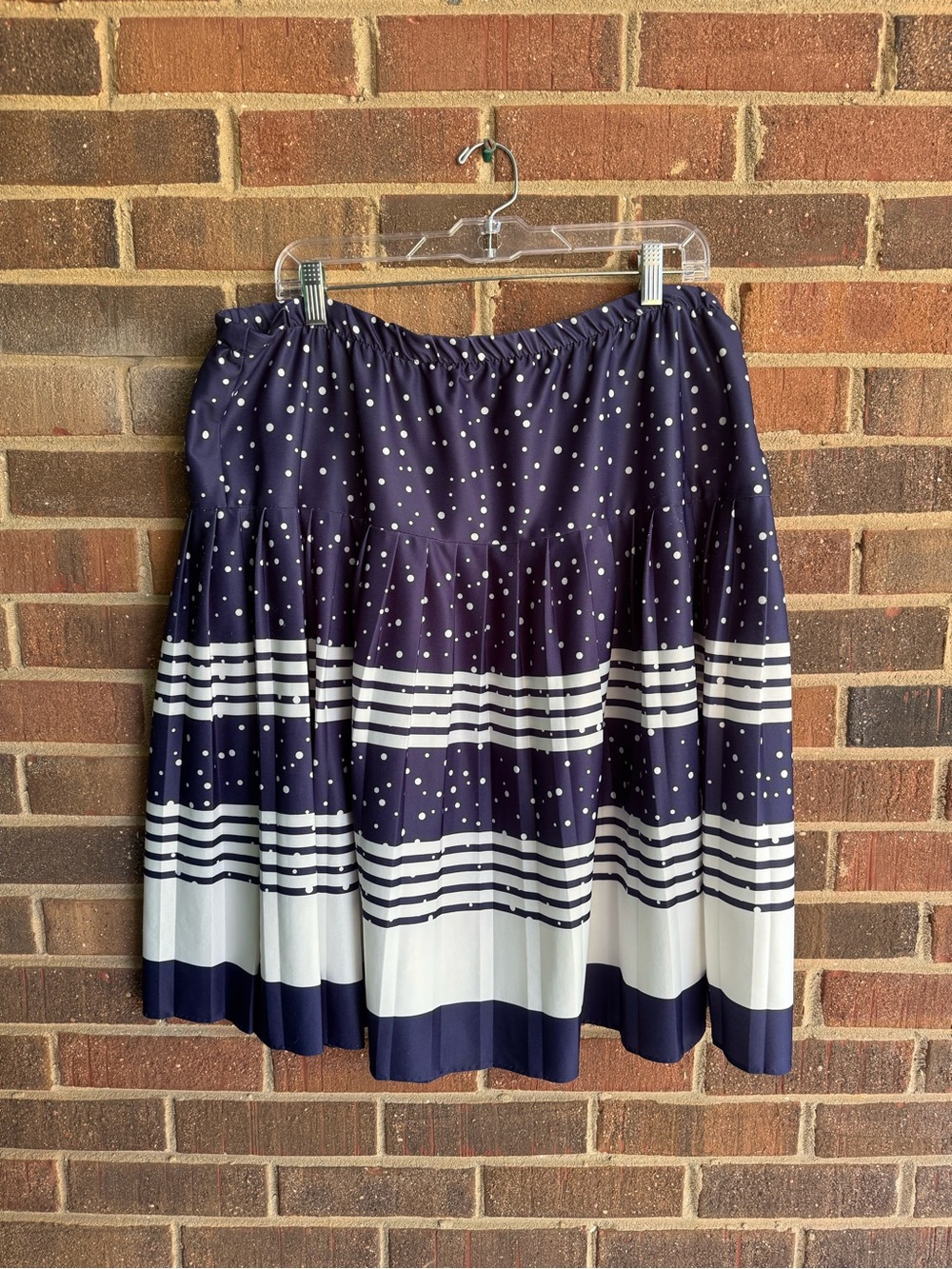 Navy/White and Pink/white Polka Dot Stripe Midi Skirt (bundle of 2)